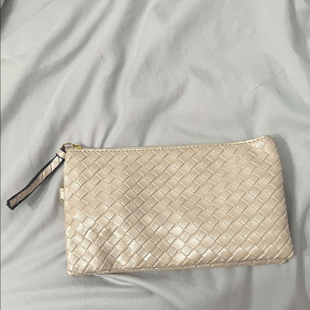 Elegant Cream Woven Clutch